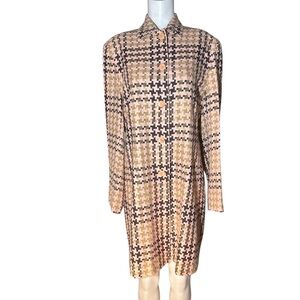 Peter Nygard Pink and Black Checkered Coat Dress